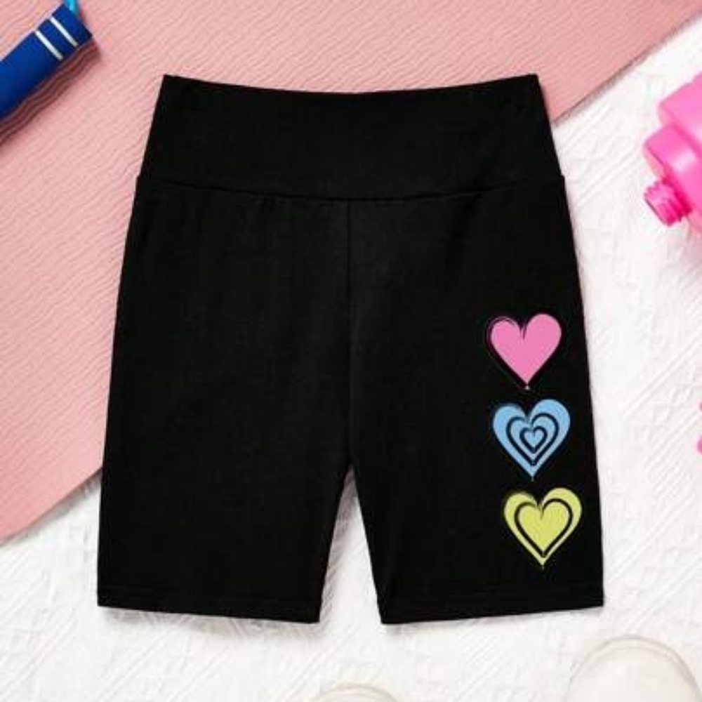 FREE With Purchase - Shein Size 6Y Black Shorts With Hearts